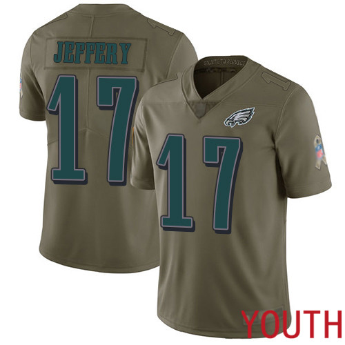 Youth Philadelphia Eagles #17 Alshon Jeffery Limited Olive 2017 Salute to Service Football NFL Jersey->youth nfl jersey->Youth Jersey